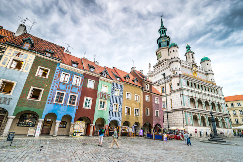 POZNAN, POLAND - AUGUST 21: The central square, Currently, Old Market is the center of tourism Pozna