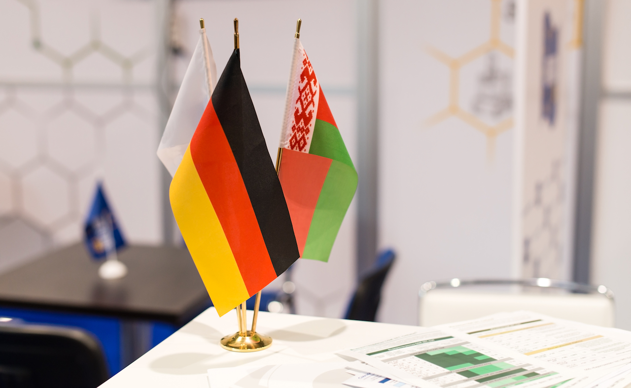 Germany & Belarus Flags at the exhibition