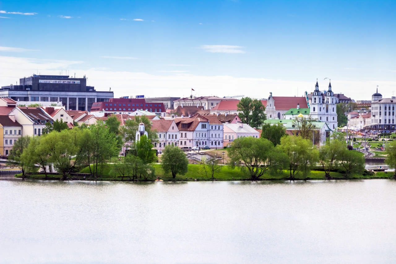 Trinity suburb in Minsk (Nemiga) Belarus on 20 May 2017