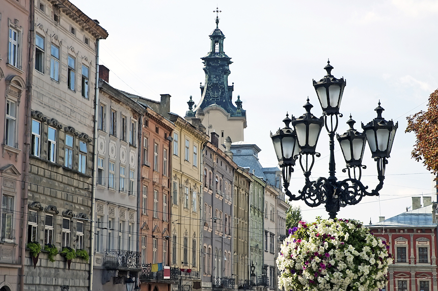 Cityscape - Old buildings in Lvov Ukraine