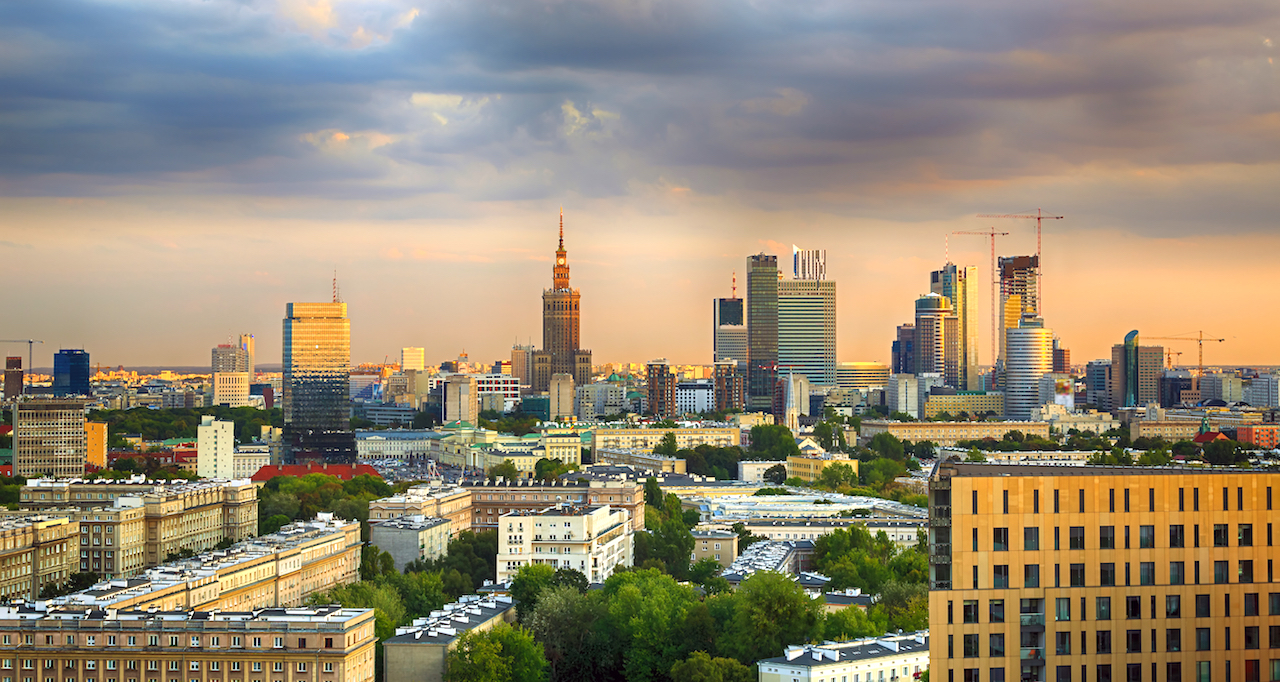 Warsaw city center at sunset. HDR – high dynamic range