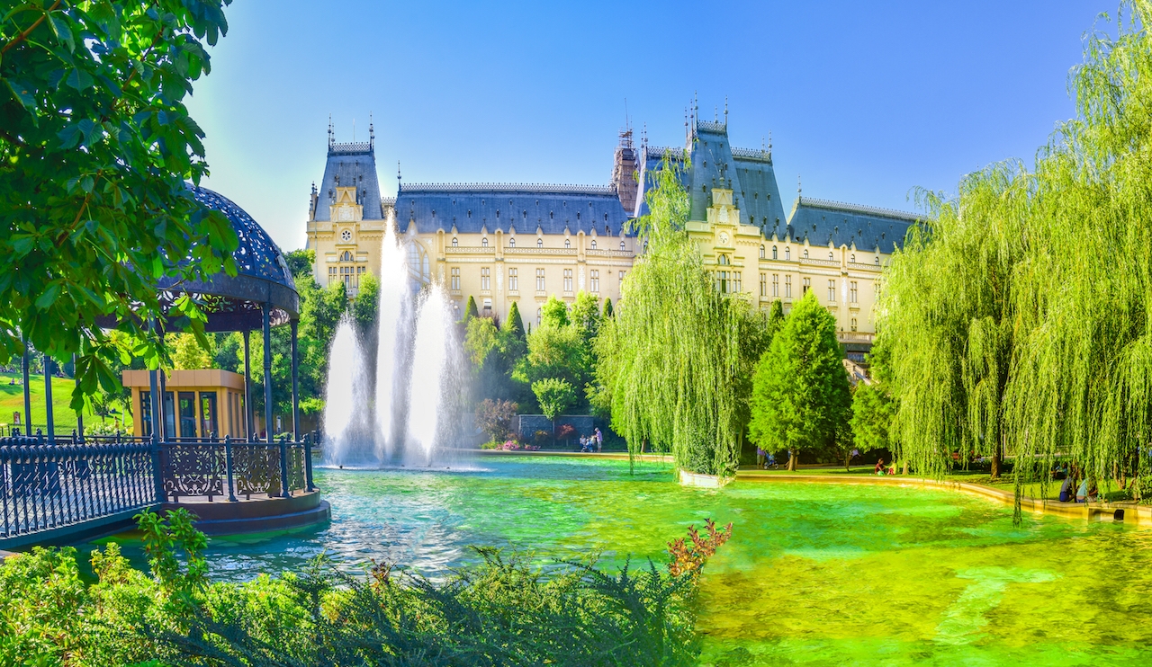 Central square in Iasi town Moldavia Romania