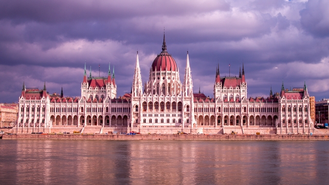 Cloudy skies above the Hungarian Parliament Building Budapest.