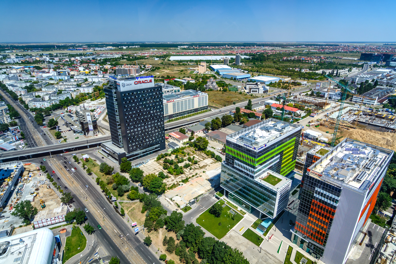 Bucharest, Romania – October 25, 2015: Bucharest North Side, Business District. Since 2000, The City