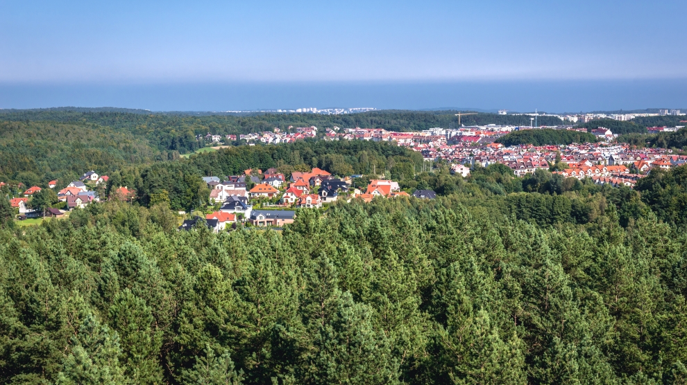 Aerial view from mount Donas hill on Gdynia city in Poland