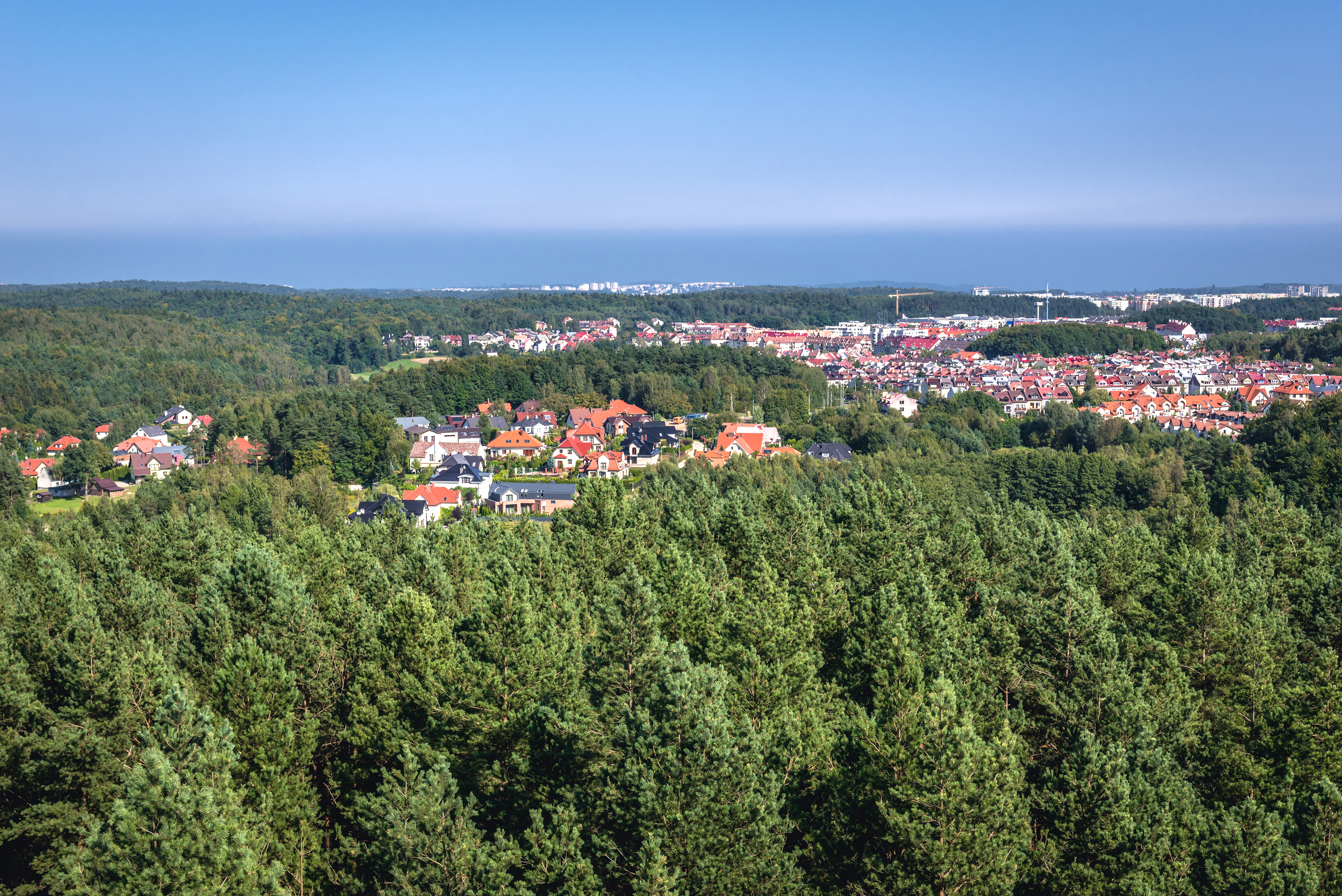 Aerial view from mount Donas hill on Gdynia city in Poland