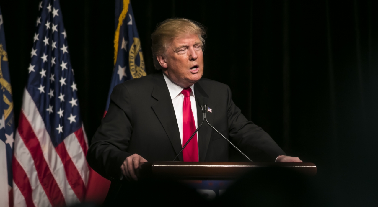 21 February 2016:  Republican Presidential candidate Donald Trump speaks to several thousand support