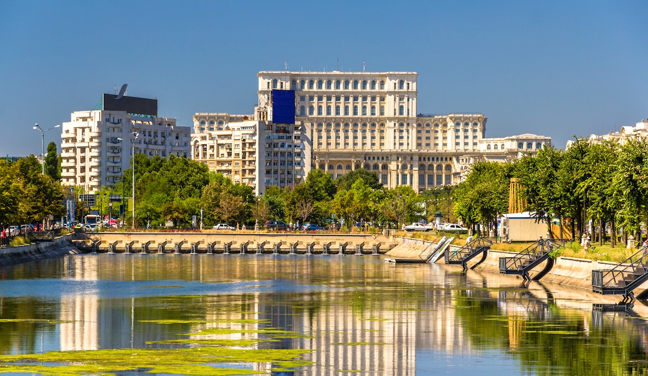View of Palace of Parliament in Bucharest Romania
