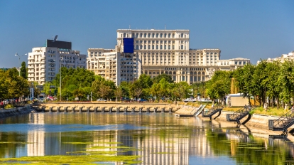 View of Palace of Parliament in Bucharest Romania