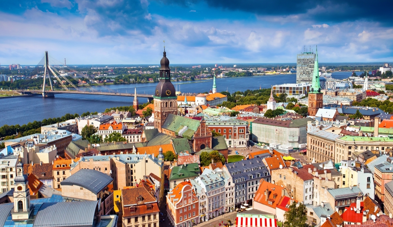 Riga, Latvia - August, 2010: Panorama view from Riga cathedral on old town of Riga, Latvia