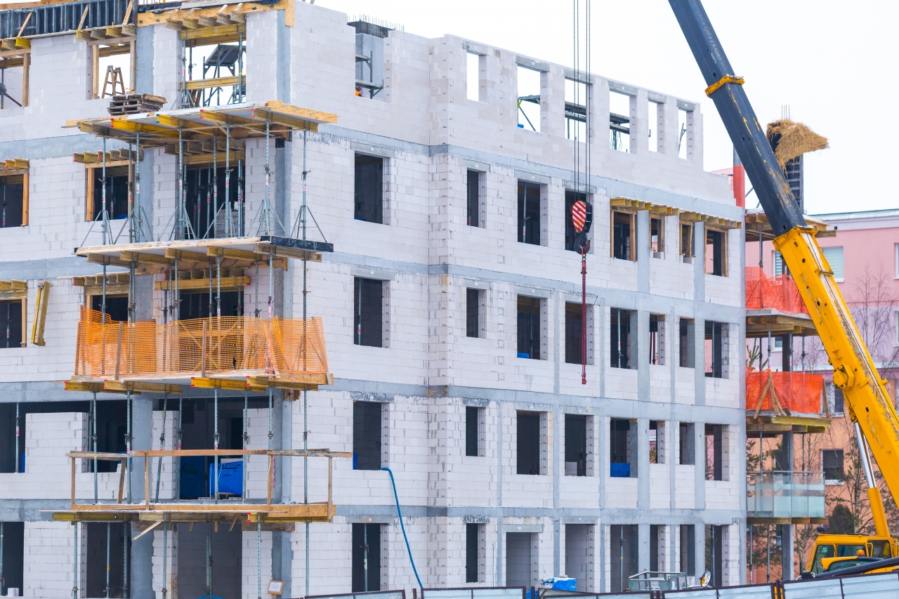 Construction Site With Crane And Building