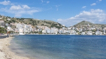 SARANDA, ALBANIA - MAY 18: View of the city Saranda, most important tourist attraction of the Albanian Riviera on May 18, 2017 in Saranda, Albania.