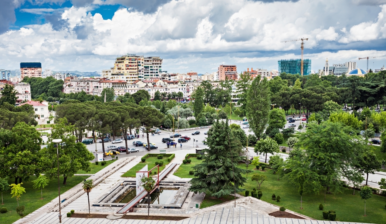 Panorama view to the city Tirana Albania