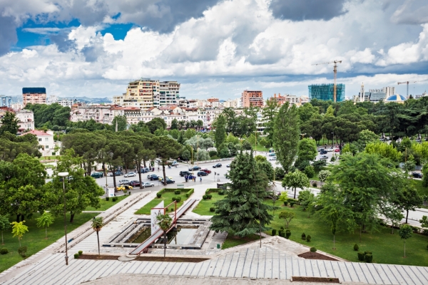Panorama view to the city Tirana Albania