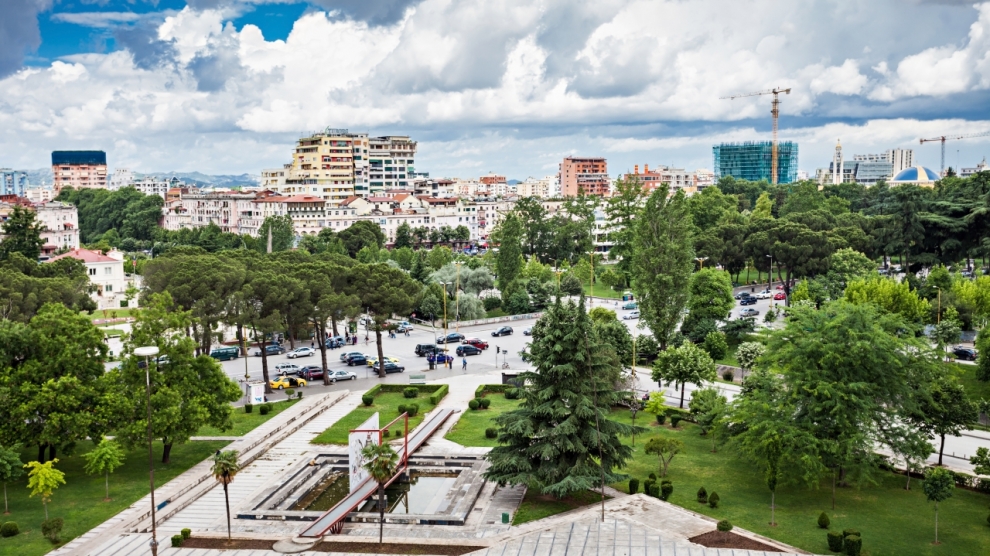Panorama view to the city Tirana Albania