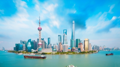 Shanghai skyline Panoramic view of shanghai skyline and huangpu river Shanghai China