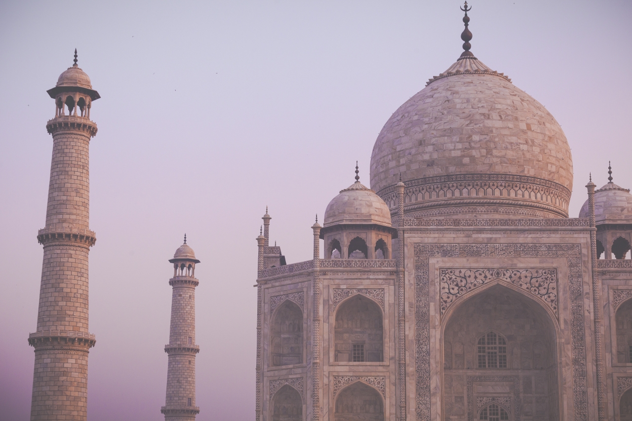 Amazing View On The Taj Mahal In Sunset Light With Reflection In