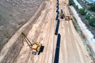 Xanthi. Greece - July 30 2017: aerial view of construction of gas pipeline Trans Adriatic Pipeline - TAP in north Greece. The pipeline starts from the Caspian sea and reaches the coast of southern Italy
