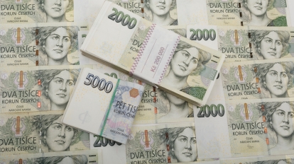 czech banknotes nominal value two and five thousand crowns on white background. 300 000 Kc is approximately 12 450 US dollars (USD) or 11 100 Euro (EUR)