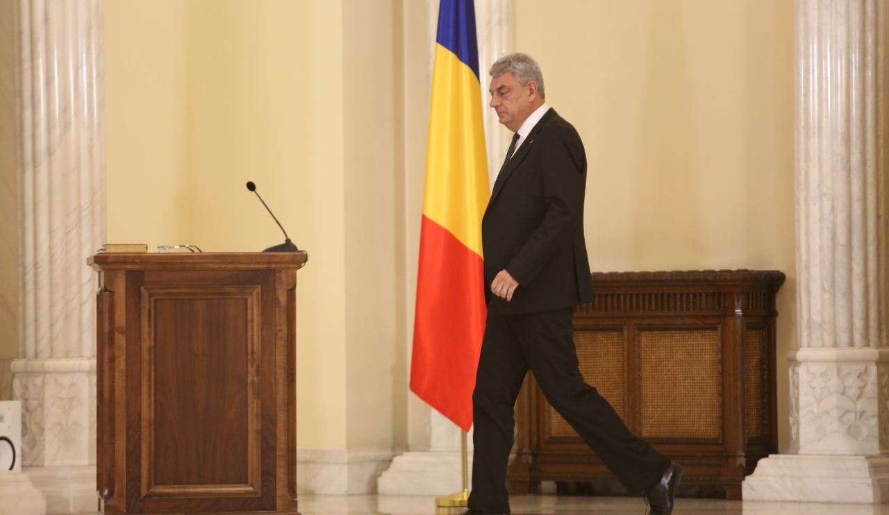 BUCHAREST ROMANIA - June 29 2017: Romanian Prime Minister Mihai Tudose during a swearing-in ceremony at Cotroceni palace in Bucharest capital of Romania June 29 2017.