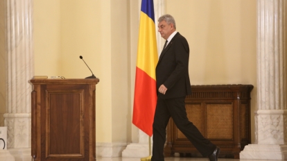 BUCHAREST ROMANIA - June 29 2017: Romanian Prime Minister Mihai Tudose during a swearing-in ceremony at Cotroceni palace in Bucharest capital of Romania June 29 2017.