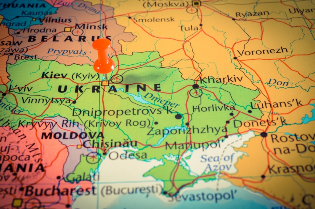 Vinnitsa, Ukraine August 25 , 2017 Map Of Ukraine With Pushpi