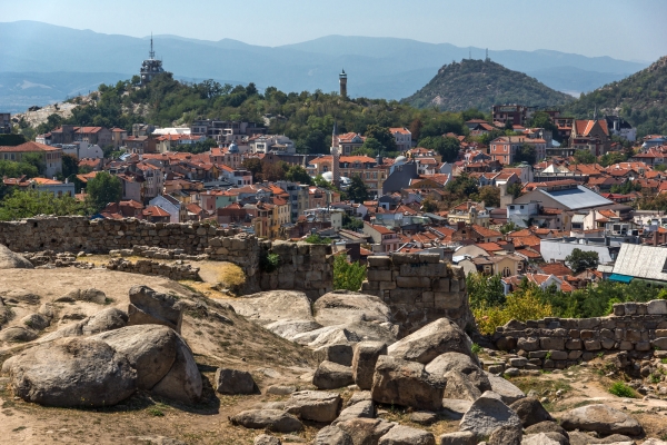 Amazing Panorama to City of Plovdiv from nebet tepe hill, Bulgaria