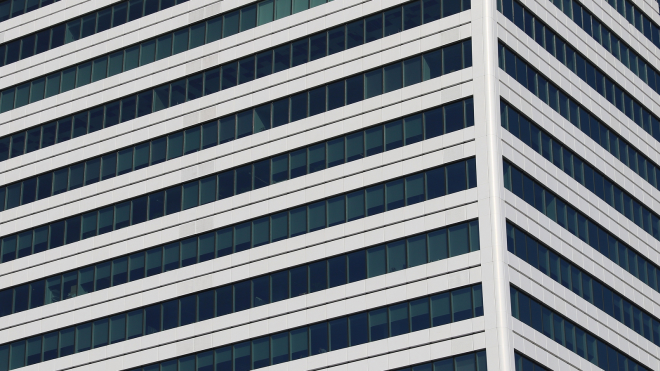 Beautiful photos of modern buildings under blue sky. Europe, Bulgaria, Sofia.