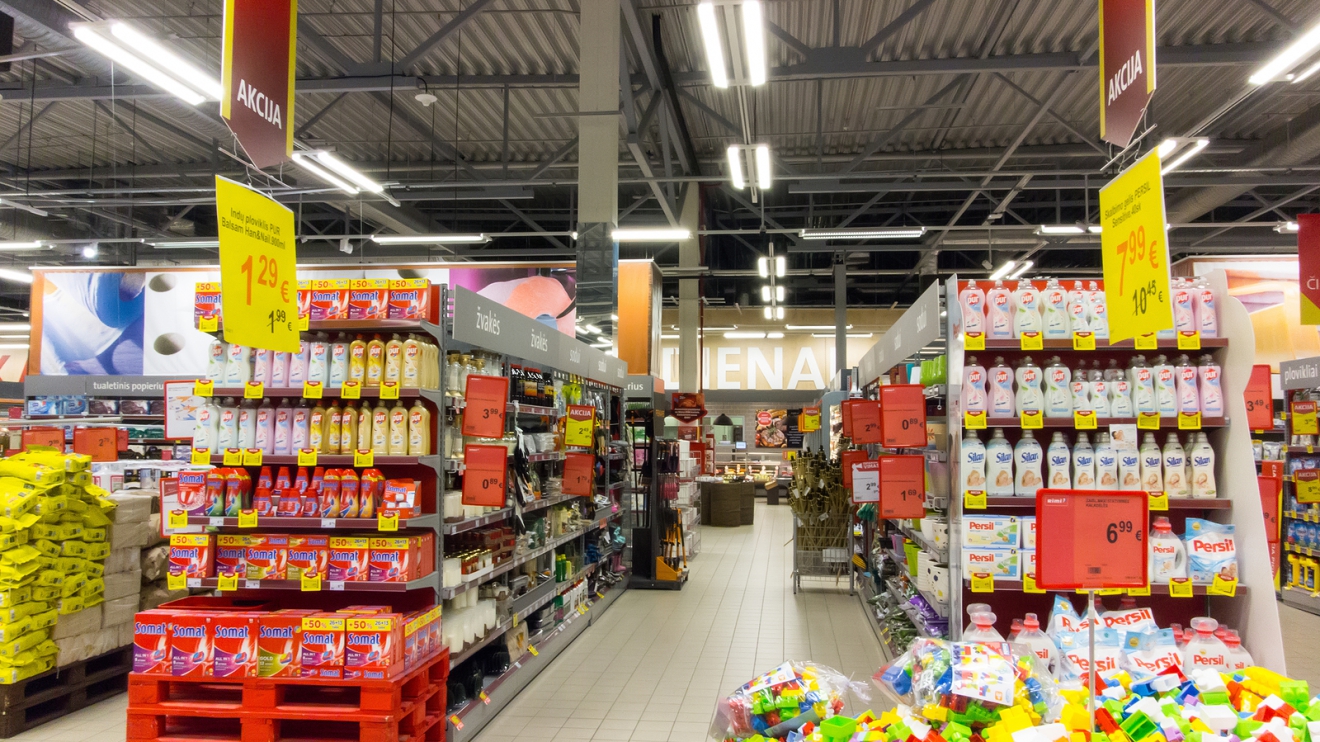 Vilnius Lithuania - June 13 2017: Nordica shopping center in Vilnius is very popular with locals and tourists.