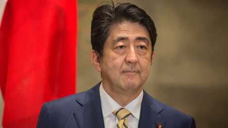 TOKYO JAPAN - Apr 06 2016: Japanese Prime Minister Shinzo Abe during his meeting with President of Ukraine Petro Poroshenko in Tokyo