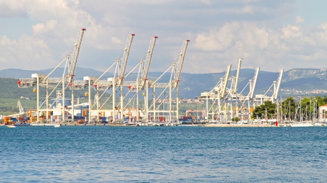 Big cranes in port of Koper in Slovenia