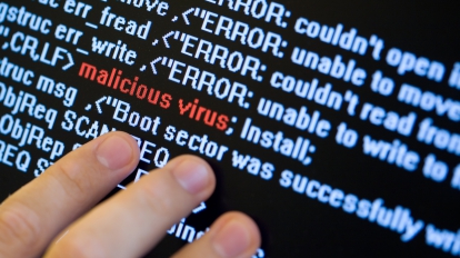 Computer security concept. Virus in program code