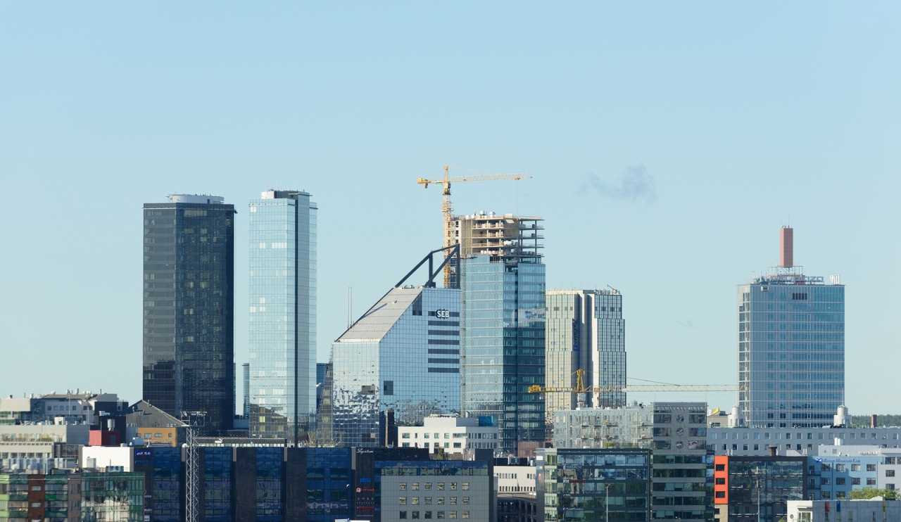Tallin, Estonia - July 06,2017: Scenic view of the modern part of the city of Tallin, Estonia