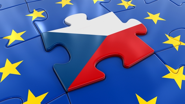 3D Illustration. Czech flag Jigsaw as part of EU