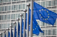 European Commission EU flags in Brussels