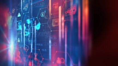 fintech icon on abstract financial technology background represent Blockchain and Fintech Investment Financial Internet Technology Concept.