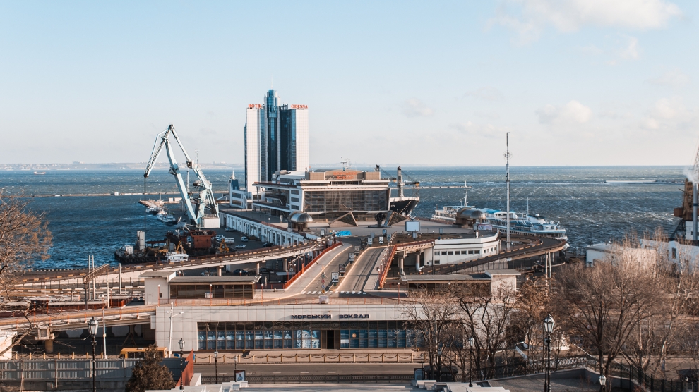 Odessa, Ukraine - Jan 13, 2018: Odessa passenger port, Ukraine.