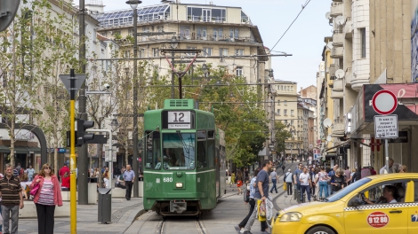 sofia, bulgaria, tram, people