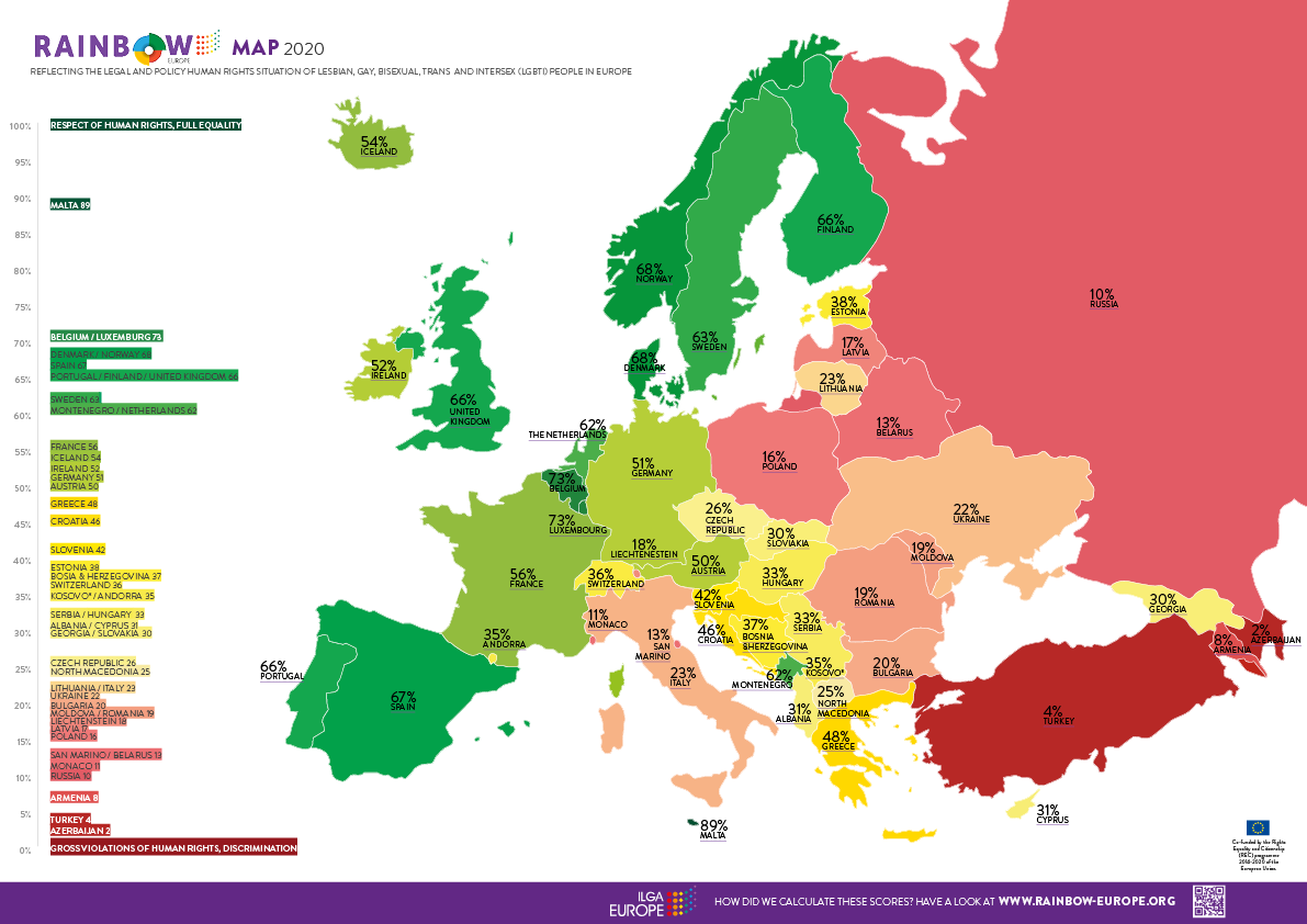 Eastern Europe Map 2020 New Rainbow Map Highlights Europe's Continuing East-West Divide Over Lgbti  Rights - Emerging Europe