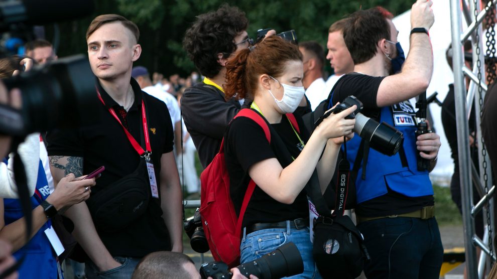 TUT.by journalists reporting on anti-government protests in Belarus