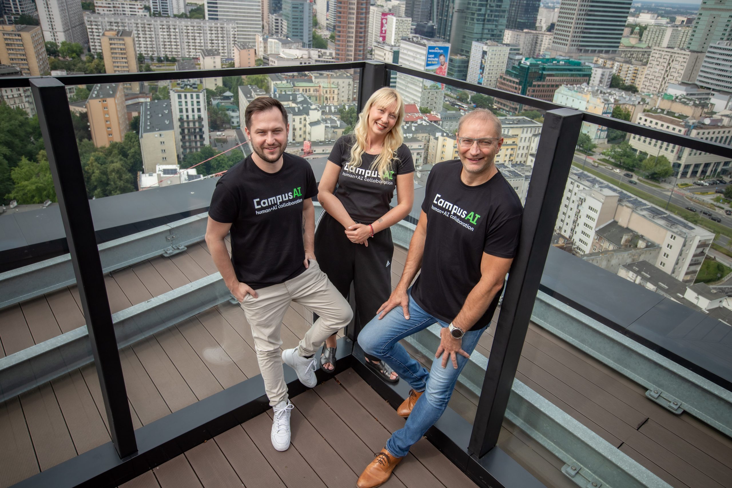 CampusAI l-r co-founder Aureliusz Górski scientific advisor Aleksandra Przegalińska investor Maciej Zientara
